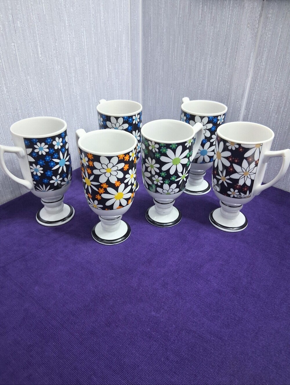 Vintage Royal Crown Arnart SmugMugs Star Flower by Tina #3891 Set of 6 MCM